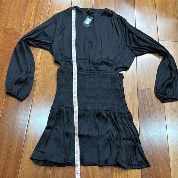 NWT Maje Rovely Black Satin Mini Dress FR 38 (US M) NWT MSRP $345 - Picture 12 of 13